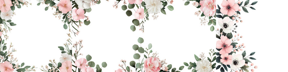 Fototapeta premium Delicate and romantic floral arrangement featuring a beautiful bouquet of pink and white flowers on a clean white background The flowers include various blooms and foliage creating a lush elegant
