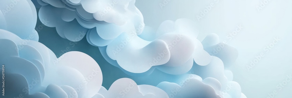 Aufkleber Soft clouds drift across a serene sky creating a tranquil atmosphere during daytime. Generative AI