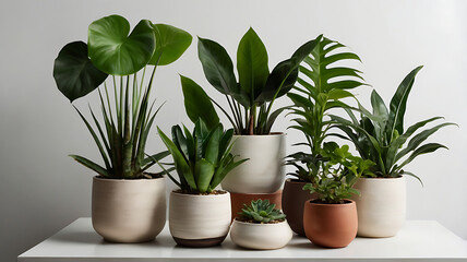 Obraz premium collection of potted plants isolated background