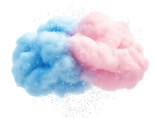 Isolated Pink and Blue Cotton Candy Cloud with Sparkles