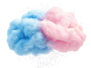 Isolated Pink and Blue Cotton Candy Cloud with Sparkles