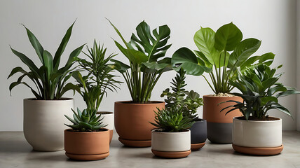 Obraz premium collection of potted plants isolated background