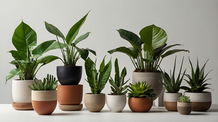 Obraz premium collection of potted plants isolated background