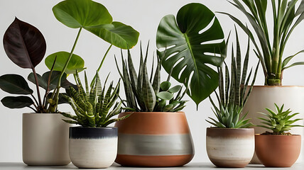 Obraz premium collection of potted plants isolated background