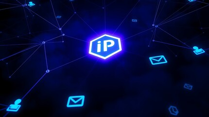 Fototapeta premium IP, Internet protocol, Network Topology Infographic with IP Addresses – Connected Users and IP-Based Communication, networking, network diagram, network infrastructure, IP-based communication