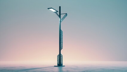 Obraz premium Illuminated Modern Street Light Pole Design with Decorative Elements