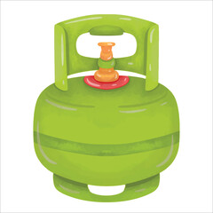Green LPG gas cylinder bottle vector illustration, gambar tabung gas LPG hijau melon, elpiji 3 kg, gas tank clip art