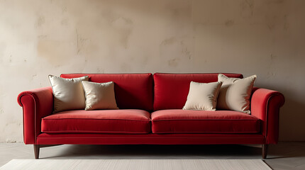 red sofa in a room