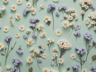 Delicate Floral Arrangement on Mint Green Background