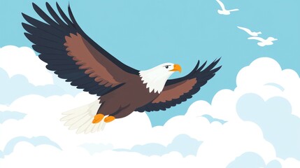 Obraz premium Eagle soars over clouds; freedom metaphor, nature scene. For travel, conservation, and avian illustration