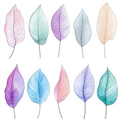 Fototapeta premium Watercolor Tropical Leaves Design Lush Greenery Isolated on White