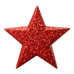 Obraz premium Red Glitter Star Sparkling Decoration 3D Render Isolated on White Background