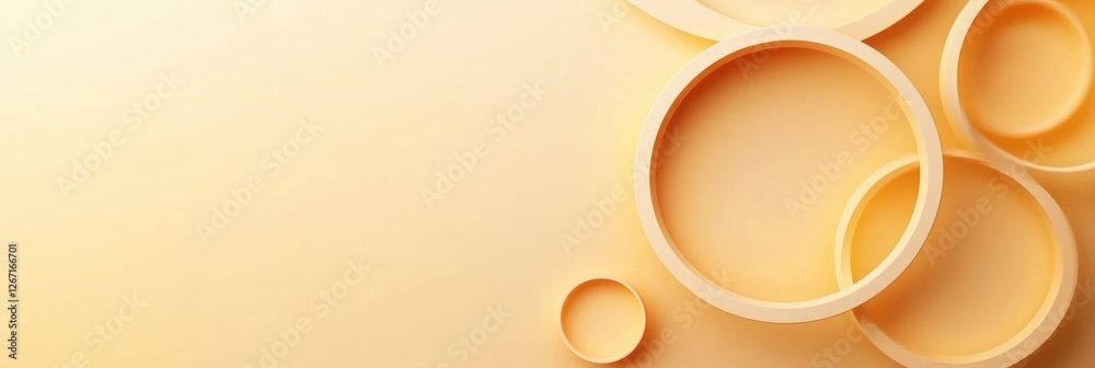 Aufkleber Circular shapes create an abstract design with warm tones on a soft background in a modern artistic setting. Generative AI