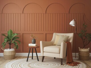 A modern armchair and natural elements