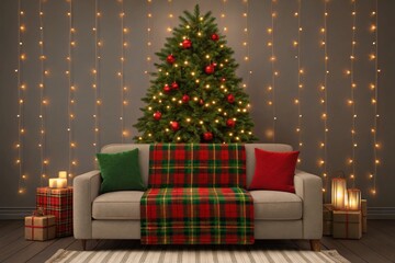 Cozy Christmas Living Room with Festive Decor