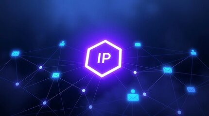 Obraz premium IP, Internet protocol, Network Topology Infographic with IP Addresses – Connected Users and IP-Based Communication, networking, network diagram, network infrastructure, IP-based communication