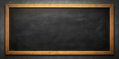 Blackboard Texture Background: Horizontal Copy Space on Black Wall for Education or Message