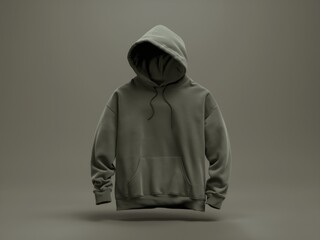 Blank  Hoodie Suspended in Minimalist Studio