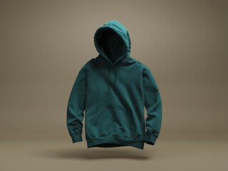Teal Hoodie Mockup Against a Neutral Background
