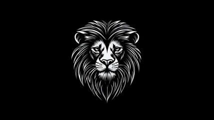 Obraz premium Monochrome Lion Head. Close Up. Animal portrait. Isolated background. Can be used for print, digital, decor