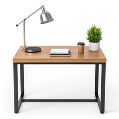 Modern Light Wood Desk with Sleek Black Legs