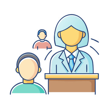 woman speaking, blue suit, audience clip art preview