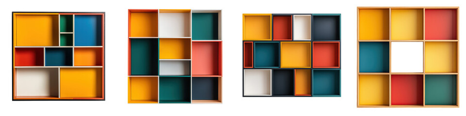 Fototapeta premium Vibrant Geometric Abstract Art Composition with Colorful Cubes and Squares Minimalist modern interior design backdrop with repeating patterns and shapes