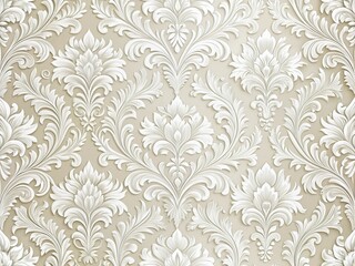 Fototapeta premium Elegant White Damask Wallpaper Texture Background - Seamless Pattern Design