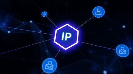 Obraz premium IP, Internet protocol, Network Topology Infographic with IP Addresses – Connected Users and IP-Based Communication, networking, network diagram, network infrastructure, IP-based communication