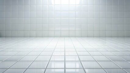 Fototapeta premium Empty White Tile Floor Isolated, Seamless, Clean, Background, Texture