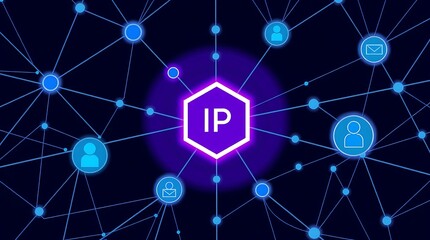 IP, Internet protocol, Network Topology Infographic with IP Addresses &ndash; Connected Users and IP-Based Communication, networking, network diagram, network infrastructure, IP-based communication