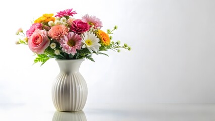 Colorful Flower Arrangement in White Vase