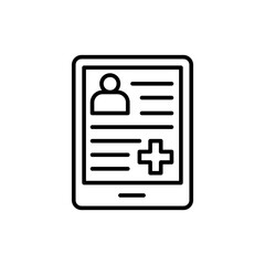 Medical record app outline icons, minimalist vector illustration ,simple transparent graphic element .Isolated on white background