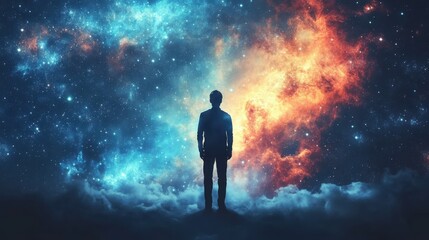 Fototapeta premium Surreal Encounter with Fantasy Creatures in an Enigmatic Cosmic Landscape