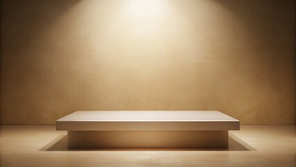 Fototapeta premium Light Brown & White Abstract Gradient Background - Empty Studio 3D Render Podium for Product Display