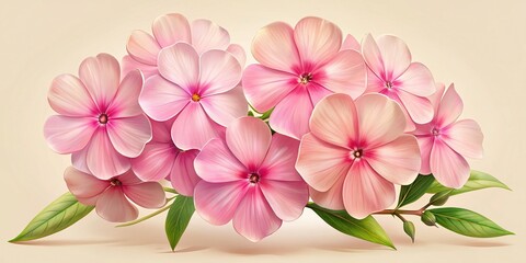Obraz premium Minimalist Pink Phlox Flower Line Art - Botanical Illustration Stock Photo