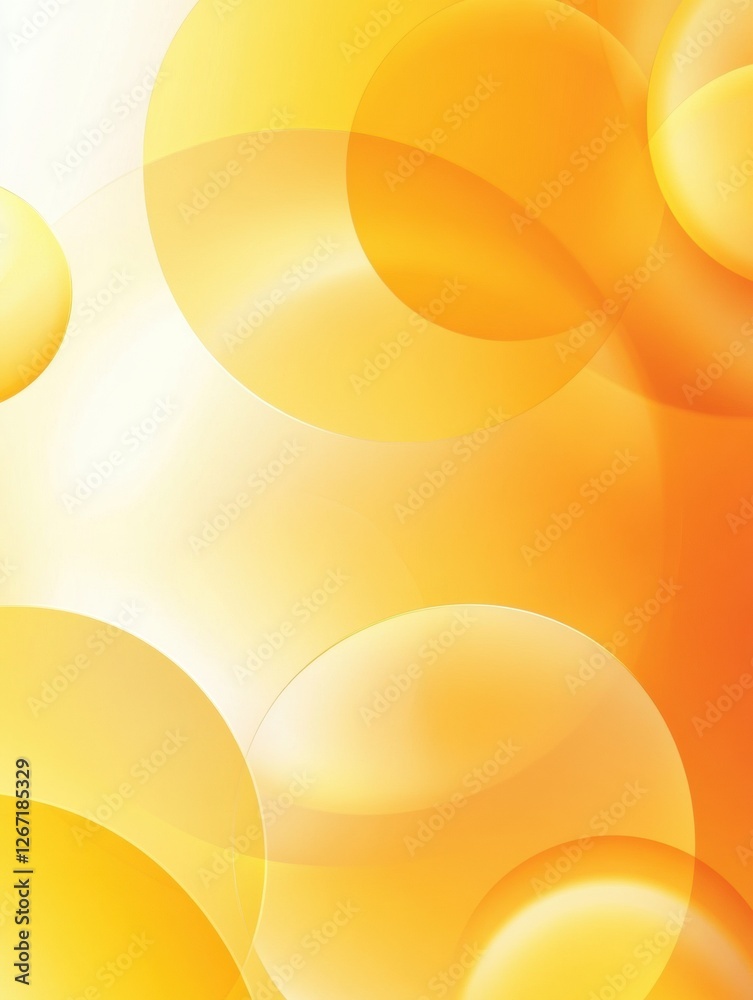 Poster Vibrant orange and yellow abstract background with soft circular shapes blending harmoniously. Generative AI