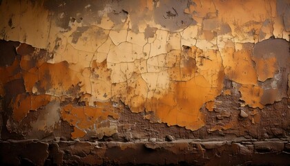 Obraz premium A grungy urban wall texture with soot marks, peeling paint, and layered dirt patterns.