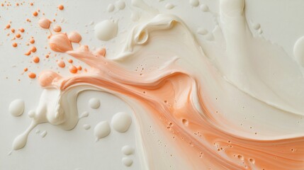 Swirling peach and cream paint create a dynamic abstract design