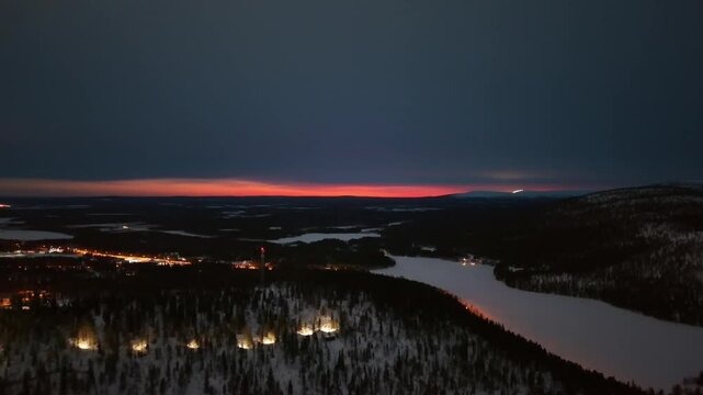 Lapland Sunset Aerial 2 &ndash; Levi Ski Resort Drone Footage