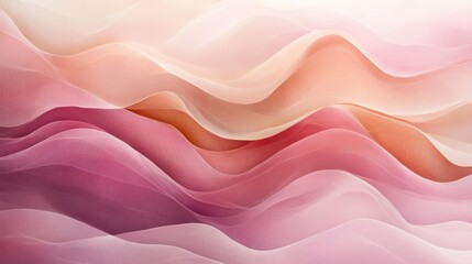 Abstract flowing waves in shades of pink peach and white