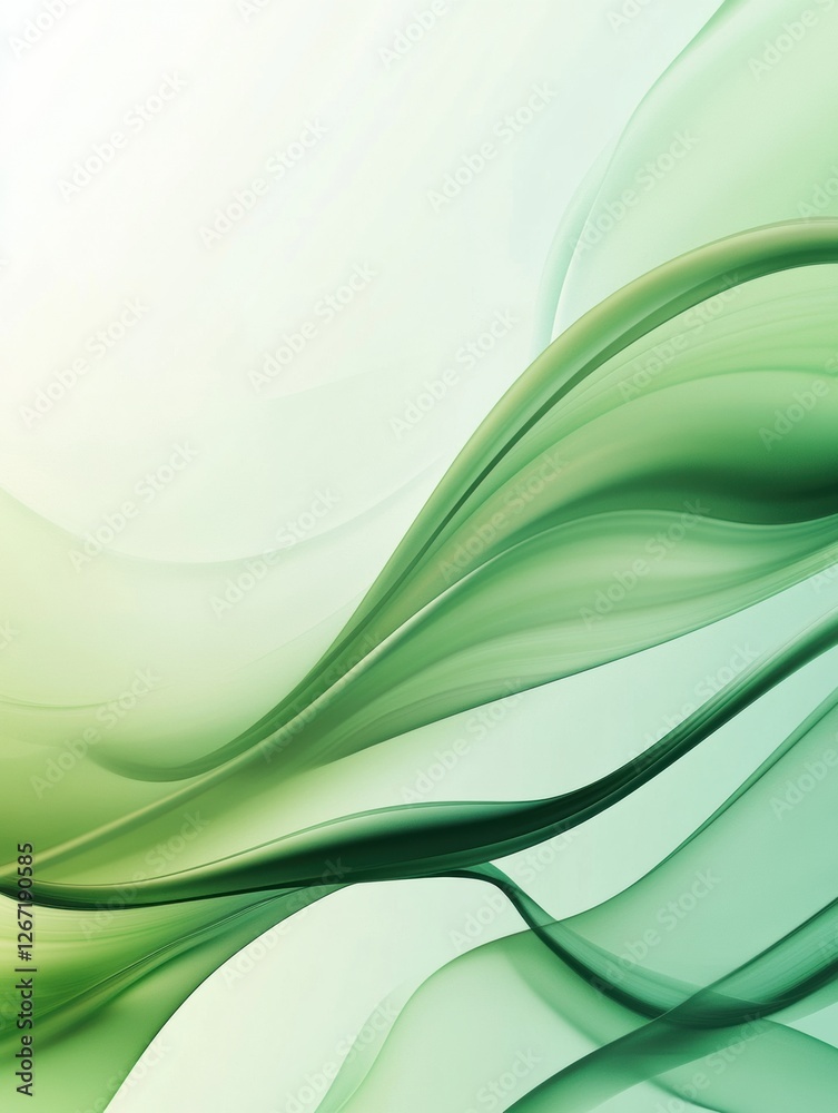Poster Soft green waves create a smooth and calming pattern in a subtle background setting for design inspiration. Generative AI