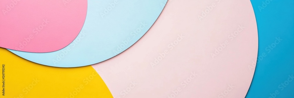 Poster colorful abstract shapes arranged on a vibrant background showcasing pastel tones in a minimalist st