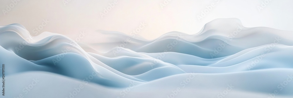 Aufkleber soft blue waves undulate gently under light in a serene and calming atmosphere at sunrise. generativ