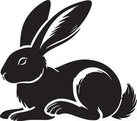 Rabbit Vector silhouettes. Collection of black easter rabbit silhouettes. 