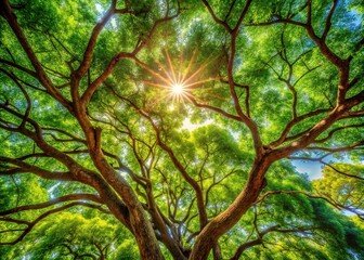 Fototapeta premium Albertisia Tree Canopy in Sunlight