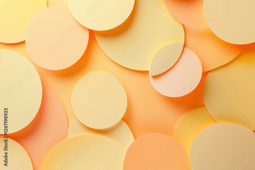 Aufkleber Multicolored circular shapes arranged creatively on a bright orange background creating a vibrant artistic composition. Generative AI