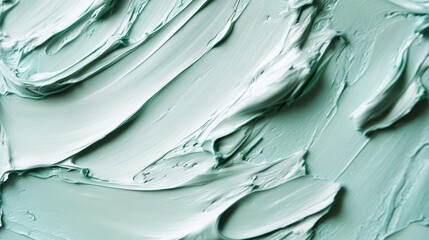 Textured strokes of pale teal paint are spread closely together