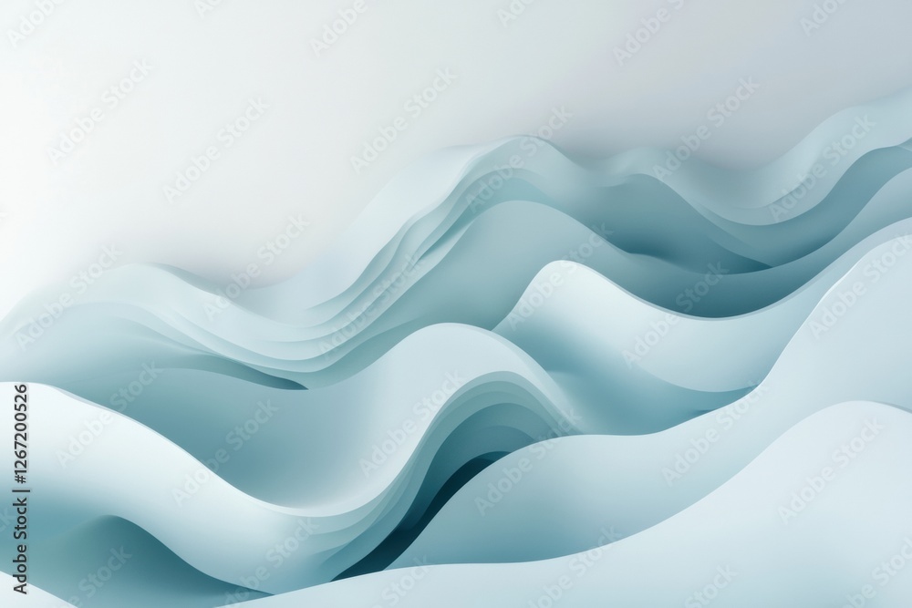 Poster gentle waves of soft blue hues create a serene atmosphere in a minimalist design setting. generative