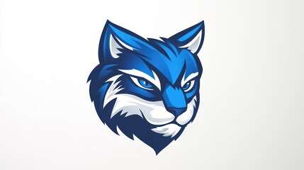 Obraz premium Blue lynx head cartoon logo for web or printing on merchandise